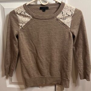 J. Crew Women's Brown Sweater with Lace Accents